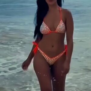 Orange and White Women's Bikini